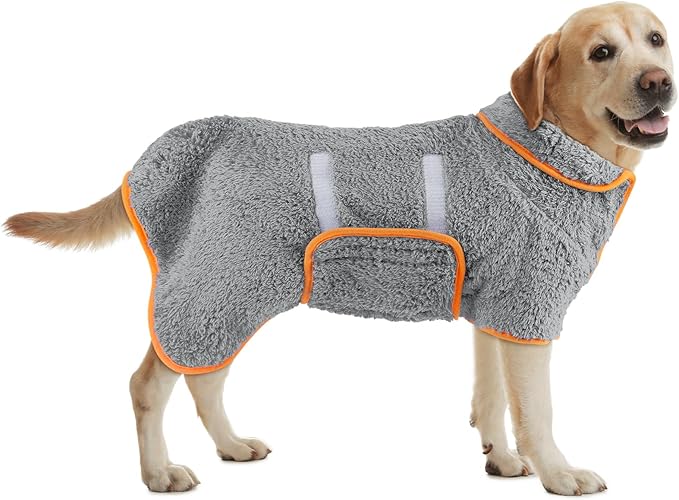 Bienbee Dog Bathrobe, Quick Drying Super Absorbent Dog Robes for After Bath, Warm Keeping Dogs Towel, Dogs Bath Supplies, Gray L