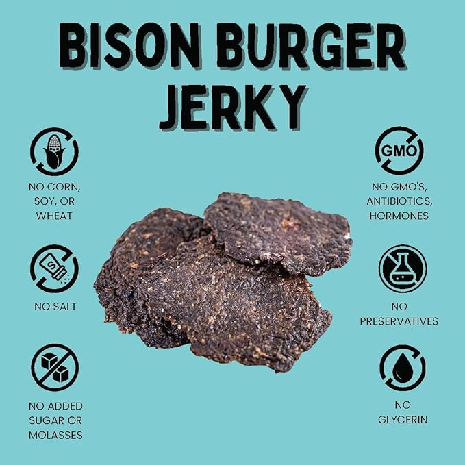 Winnie Lou Jerky Organic Jerky Dog Treats Made in The USA – Human Grade Dog Treats – Dog Jerky Treats – All Natural Dog Treats – Healthy Dog Treats (Bison Burger Jerky 2 Pack)
