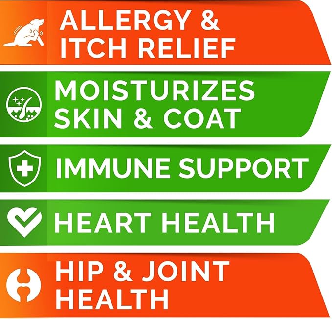 STRELLALAB Omega 3 for Dogs - (180Ct) Fish Oil Treats - Allergy & Itch Relief Skin & Coat Supplement - Dry Itchy Skin, Anti Shedding & Hot Spots Treatment - Pet Salmon Oil Chews - Salmon Flavor