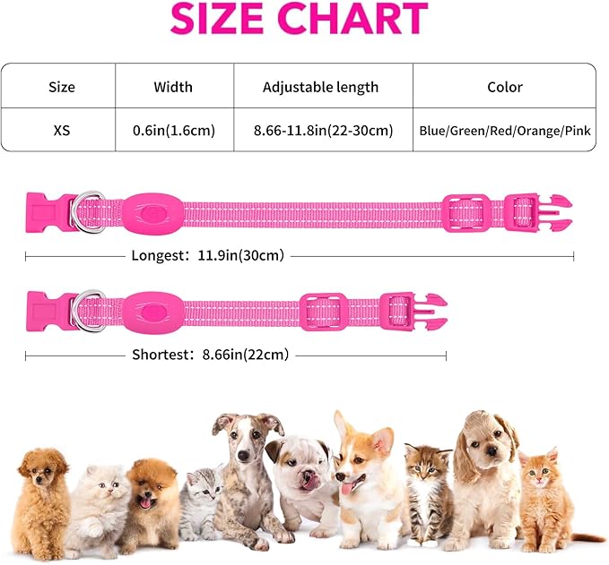 Illumifun LED Dog Collar USB Rechargeable Light Up Dog Collar, Adjustable Safety Collar Light for Small Dogs Cats Glow in The Dark (Pink, X-Small)
