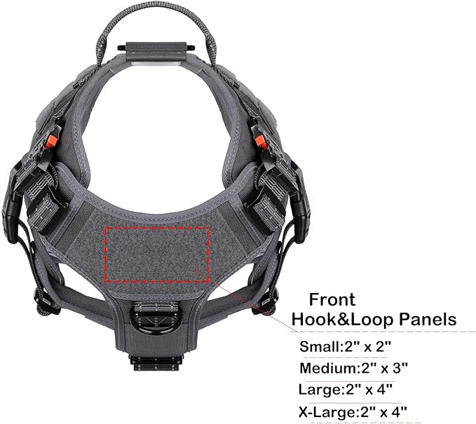 ICEFANG Tactical Dog Harness,Large Size, 2X Metal Buckle,Working Dog MOLLE Vest with Handle,No Pulling Front Leash Clip,Hook and Loop Panel