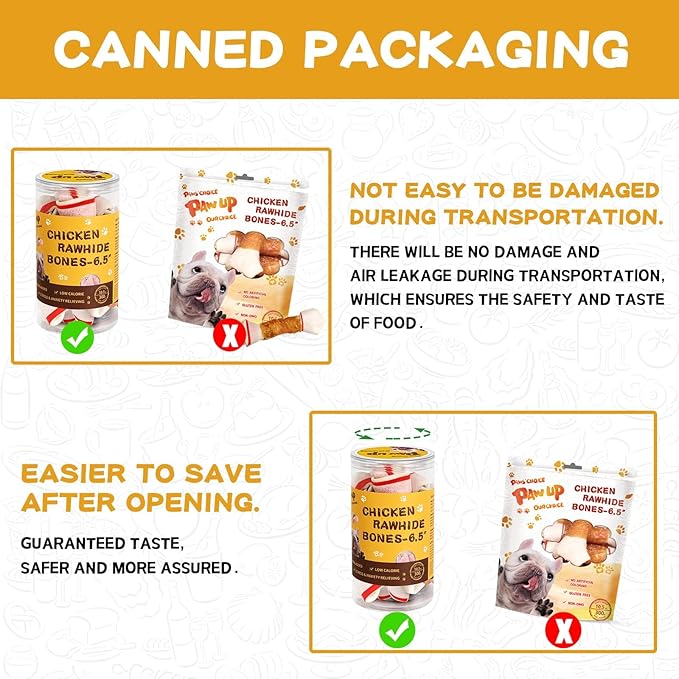 Dog Treats Chicken Wrapped Rawhide Sticks Long Lasting Dog Chews, Natural Snacks for Medium Large Dogs w/Taurine,12.5 oz