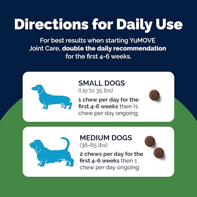 Lintbells YuMOVE Joint Supplement Dog Chews - Contains Glucosamine, Green Lipped Mussel - Natural Relief from Hip Ache, Stiff Joints - 1 Month’s Supply (Small & Medium)