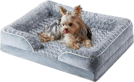 WNPETHOME Medium Dog Bed - Washable Bolster Sofa with Waterproof Lining & Non-Skid Bottom, Orthopedic Egg Foam for Pet Sleeping
