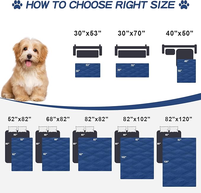 Smiry Waterproof Dog Bed Cover Blanket 30x70, Soft Reversible Pet Blanket, Washable Leakproof Cats Dogs Couch Cover for Sofa, Couch, Furniture, Navy/Blue