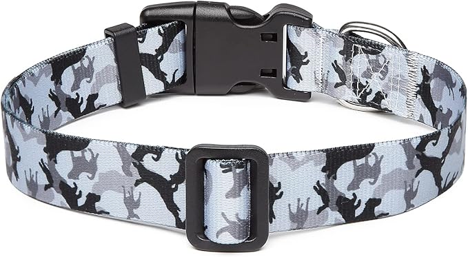 Adjustable Dog Collar with Patterns, Ultra Comfy Soft Nylon Breathable Pet Collar for Small Dogs (XS, Dog Camouflage Grey)