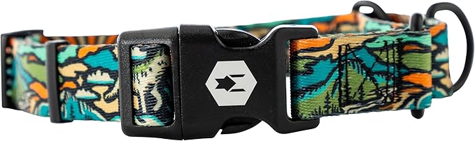 Wolfgang Heavy Duty Martingale Dog Collar with Quick Release Nylon Buckle for Walking & Training, WildWolf Print, Large