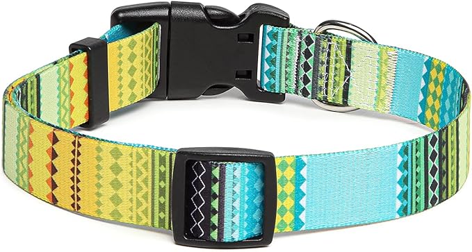 Adjustable Dog Collar with Patterns, Ultra Comfy Soft Nylon Breathable Pet Collar for Small Medium Large Dogs (S, Bohemian Yellow)