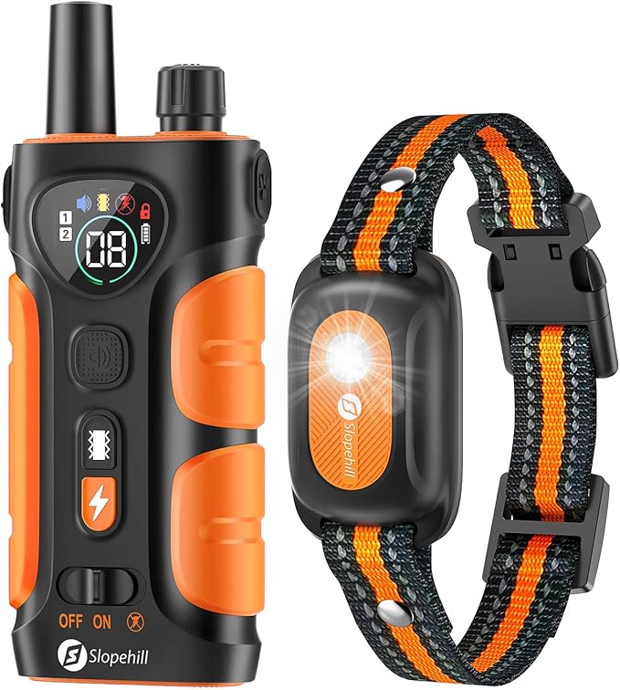 Dog Shock Collar,4200FT Dog Training Collar with Remote,IPX8 Waterproof E-Collar with Beep,Vibration,Shock,Flash Light,No Shock Mode,Electric Shock Collar for Small Medium Large Dog,Orange