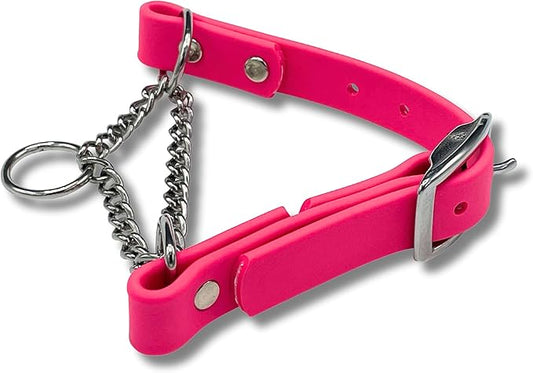 Martingale Collar for Dogs, Biothane, Stainless Steel Hardware, No Pull, Made in The USA, Professional Grade, Medium, Pink