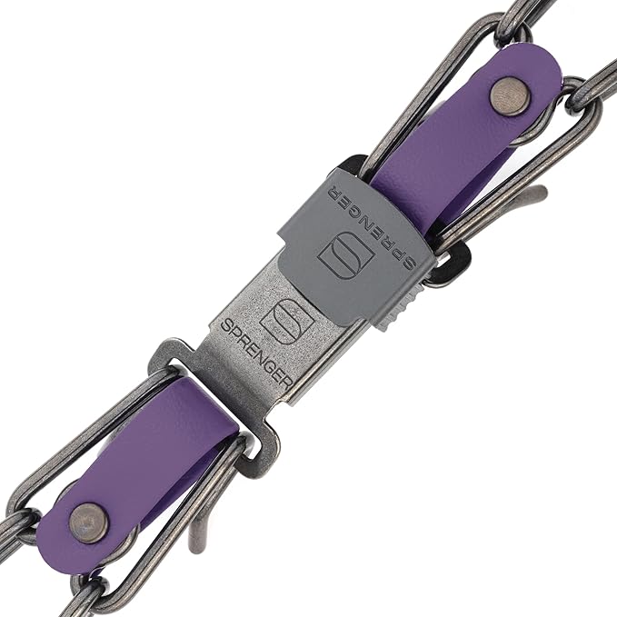 Herm Sprenger Black Stainless Steel Dog Collar with Quick Release ClicLock Buckle and Biothane Insert Training Collar Made in Germany (Violet Purple, 25in x 4.0mm(Neck Size up to21-22in))