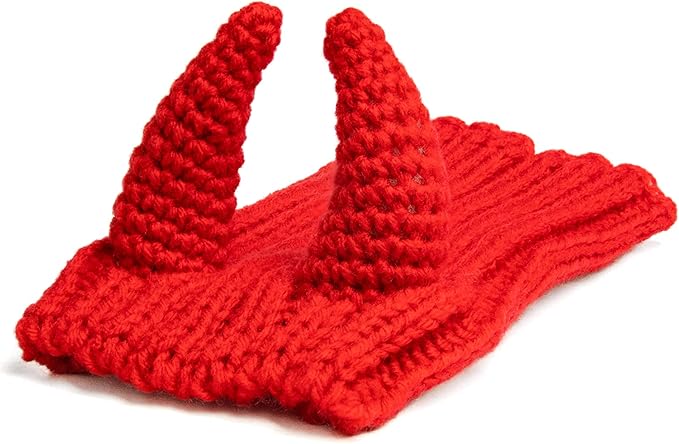 Zoo Snoods Red Devil Costume - Warm Knit Dog Snood Wrap for Pets, Neck Ear Cover Protection, Halloween Winter (Small)