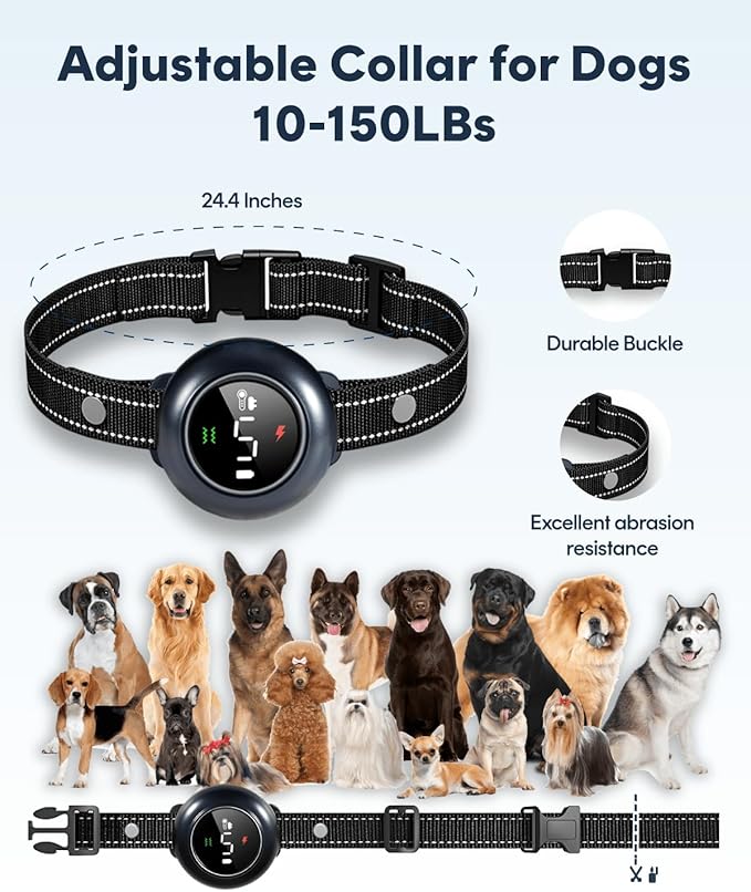 2-in-1 Shock Collar for Dogs, Dog Training Collar - 3300FT Anti Barking Dog Bark Collar with Remote Control IP67 Waterproof, 5 Adjustable Sensitivity for Dogs 10-150lbs, E-Collar Security Lock