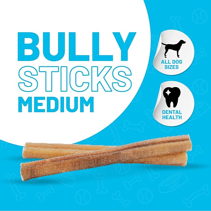 Sitka Farms Bully Sticks 6 inch - 50 Count - Premium High Protein Long Lasting Dental Dog Chew Treats - All Natural Beef Sticks for Dogs of All Breeds