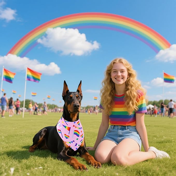 30 Pack Rainbow Dog Bandanas Bulk for Large Dogs Breed 33 Inch LGBT Extra Large Dog Bandanas XL Pride Month Dogs Bandana Grooming L