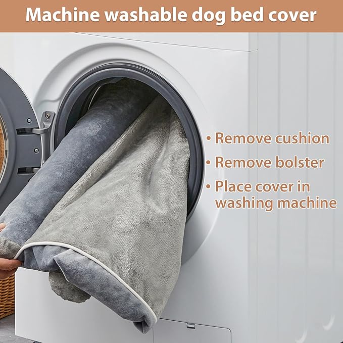 BFPETHOME Washable Dog Bed for Large Dogs, Orthopedic, Couch-style with Removable Washable Cover, Waterproof Lining and Non-slip Bottom, Egg-crate Foam Pet Bed