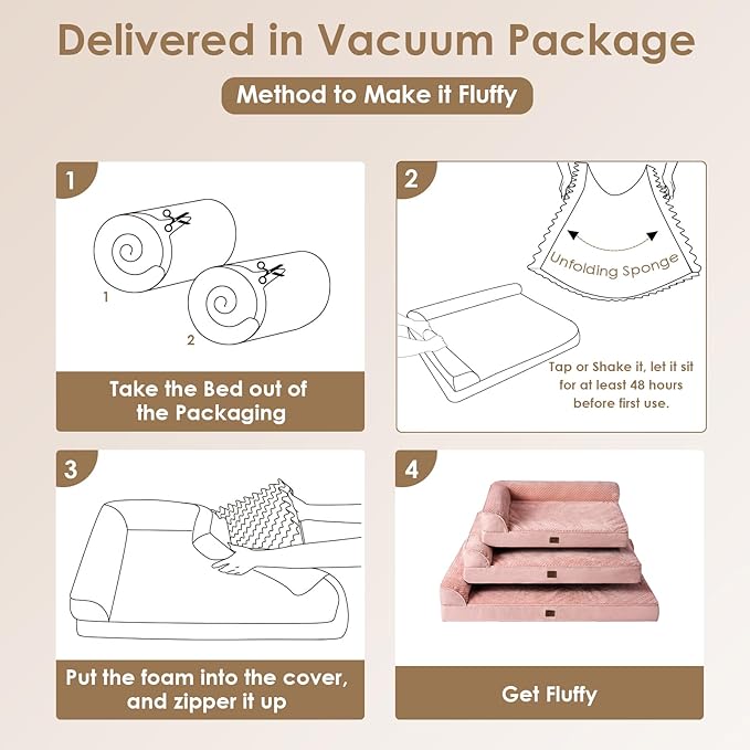 EHEYCIGA Memory Foam Dog Bed Medium Sized Dogs, Waterproof Dog Bed Orthopedic with Washable Removable Cover, Non-Slip Pet Bed Couch for Crate, 30x20x6 Inches, Pink