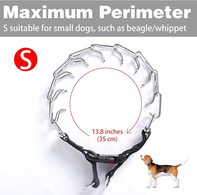 Pinch Collar for Dogs,Adjustable Dog Training Collar for Small Medium Large Dogs with Quick Release Buckle, No Pull Dog Collar Prong(S,10"-13")