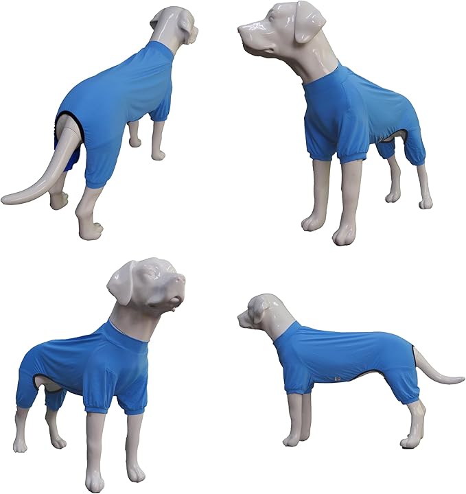 LoveLongLong Dog Jumpsuit with UV Protection and Quick-Dry Fabric for Spring Summer Pet Pajamas Sea Blue S