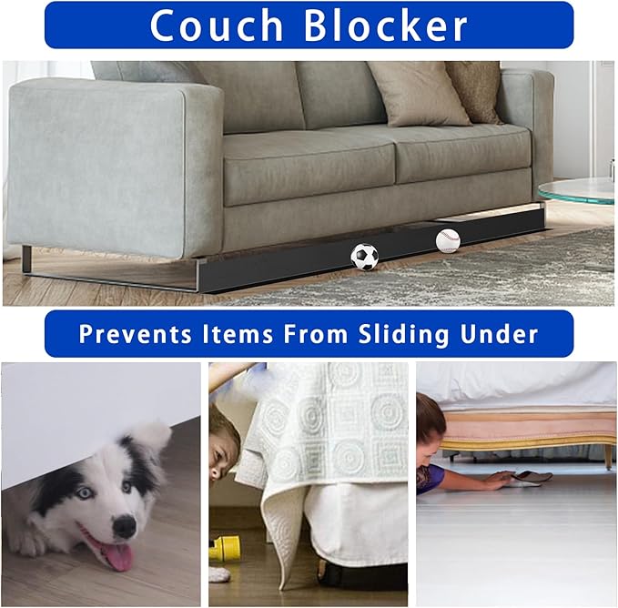 Under Couch Blocker for Kid and Pet Toys, Toy Blocker for Under Bed and Under Couch,Easy to Install, Stop Things from Going Under Sofa Bed and Other Furniture (5in x 132in)