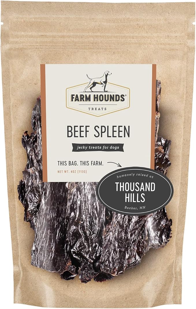 Farm Hounds - Beef Spleen - Premium Natural Beef Spleen Jerky For Dogs - Made From 100% Humanely Raised Cattle - Organ Treat - Great For Training & Treats - No Added Fillers - Made in USA -4oz -2 Pack
