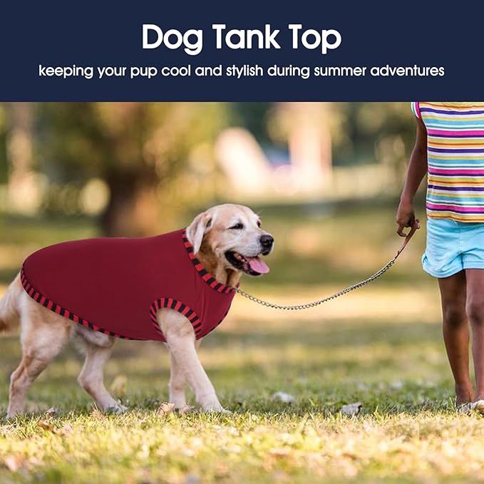 IECOii 2 Pack Dog T-Shirts for Small Medium Dogs,Lightweight & Comfortable – Easy to Wear,Machine Washable & Non - Fading – Perfect for Summer Indoor and Outdoor Use,Coffee+DarkRed,Large