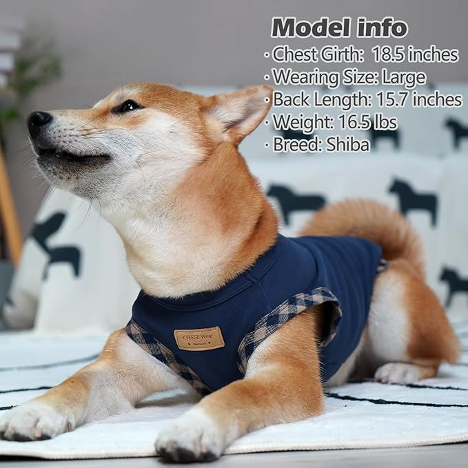 KYEESE 2Pack Dog Shirt Sleeveless Puppy T Shirt Pet Sweatshirt Fleece Canine Coats Lightweight Dog Clothes Vest Soft Sweater for Small Pups, Navyblue+Green, X-Large