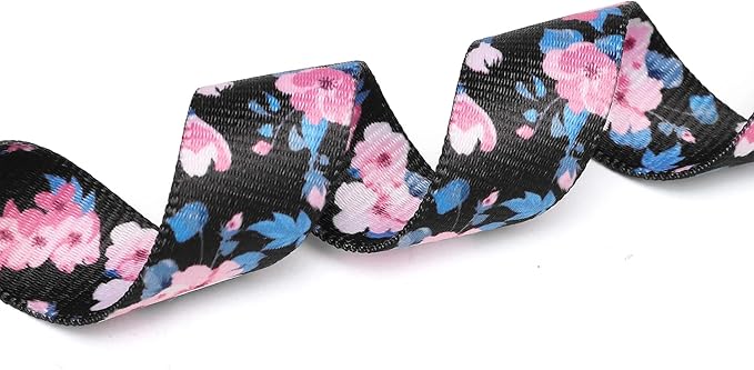 Adjustable Dog Collar with Patterns, Ultra Comfy Soft Nylon Breathable Pet Collar for Small Medium Large Dogs (M, Pink Blue Flower)