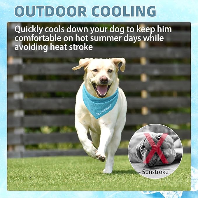 PUPTECK Dog Cooling Bandana for Hot Summer, 4 Pack Spring Cat Pet Scarf Instant Cooling Towels, Ice Neck Cooler Wraps for Small Medium Large Dogs