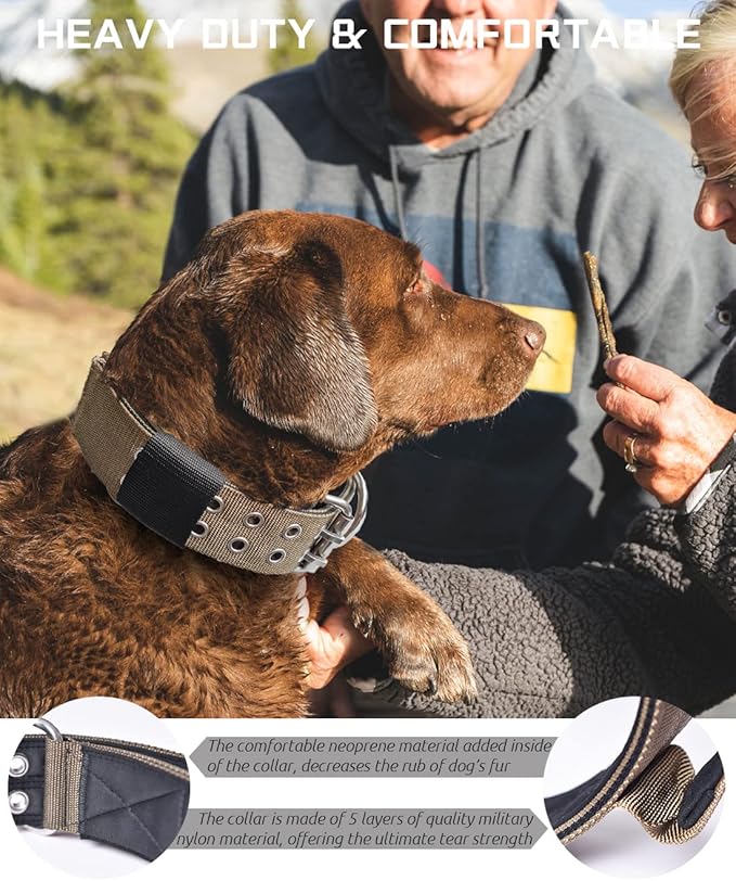 Large Dog Collar Heavy Duty - 2 inch Wide with Handle for Extra Large Breed Dogs, 1/3" Thick Nylon Chew Proof Tactical Collar, Good Choice for German Shepherd,Pitbull,Rottweiler 17"-22"