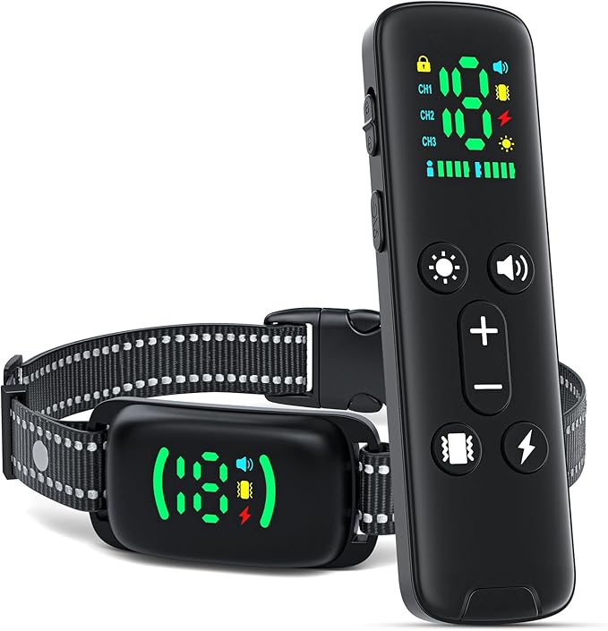 Shock Collar for Dogs- 3300FT Dog Shock Collar with Remote Control for 8-120 lbs Medium Large Dogs with 4 Training Modes, Security Lock, Rechargeable IPX7 Waterproof