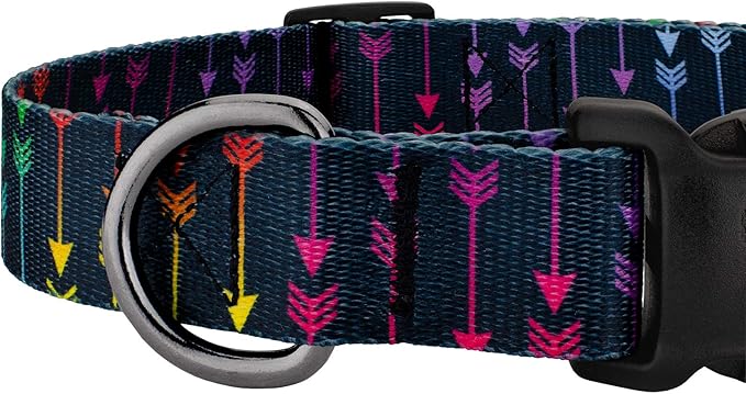 Country Brook Petz - Gunmetal Deluxe Colorful Arrows Dog Collar - Made in The U.S.A. - Chevron and Arrows Collection Featuring Linear Designs (1 Inch, Extra Large)