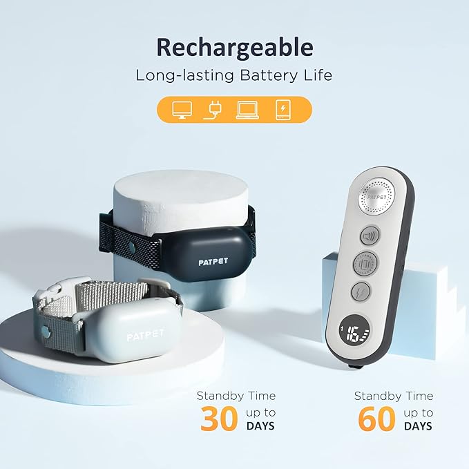 PATPET Shock Collar for Dogs(10-120lbs), 4000ft Rechargeable IPX7 Waterproof Training Collar with Remote for 2 Dogs- Electric Dog Collar for Small Medium Large Dogs 2 Packs