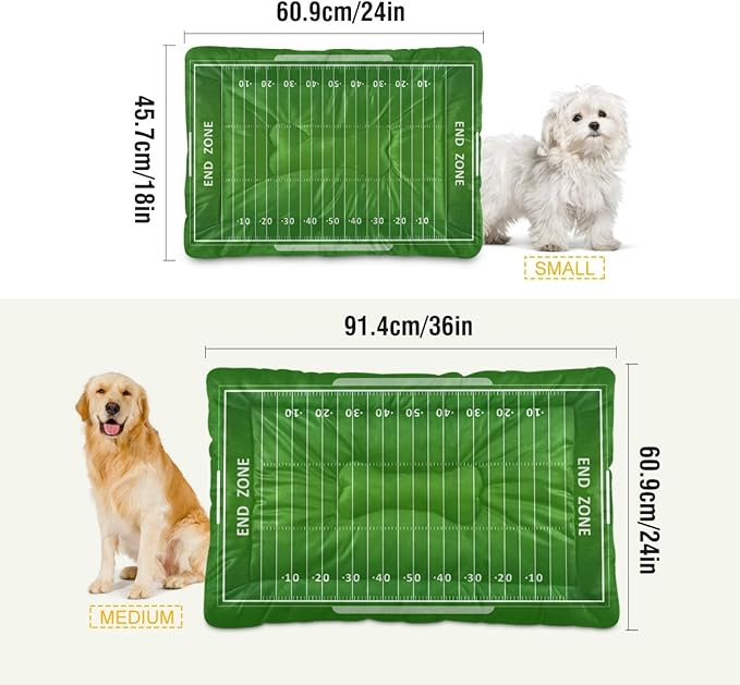 American Football Field Dog Bed Cat Bed, Rectangle Comfortable Pet Bed, Ultra Soft Calming Dog Bed for Small Medium Large Dogs, 18" x 24"