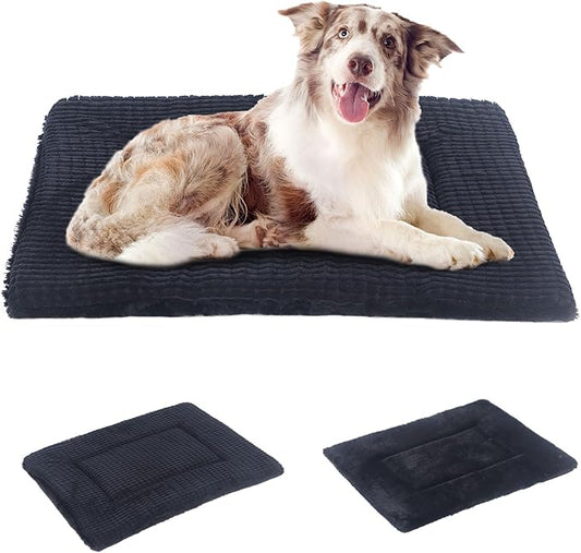 BVAGSS Dog Bed Mat,Reversible Dog Crate Pad, Memory Foam Soft Warm Pet Cushion for Small Medium Dogs, Washable Pet Sleeping Mattress Kennel Bed Pad XH079 (36''x23''x1.6'',Dark Grey)