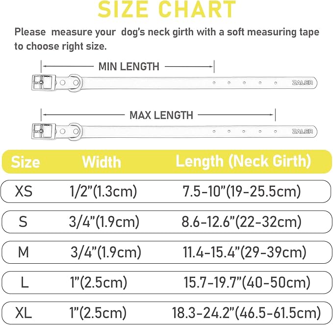 ZALER Waterproof Dog Collar, Adjustable Odor Proof Dog Collars Easy to Clean, Soft Comfortable Pet Collars for Large, Medium Small Dogs (Butter Yellow, L(Length:15.7''-19.7''; Width:1''))