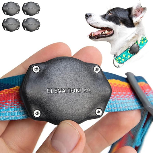 Elevation Lab TagVault AirTag Dog Collar Mount (Pack of 4) - IP69 Waterproof, Doesn't Dangle, Fits All Width Collars, Elevation Lab - Black