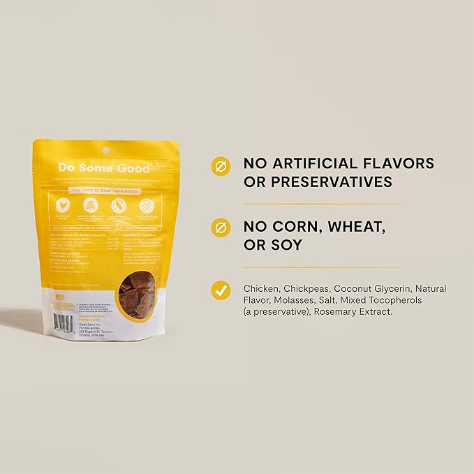 Open Farm, Dehydrated Dog Treats, High Protein & Low Carbohydrate Dog Snacks, Chewy Texture, Made with Ethically & Sustainably Sourced Ingredients, Chicken Recipe, 4.5oz Pouch