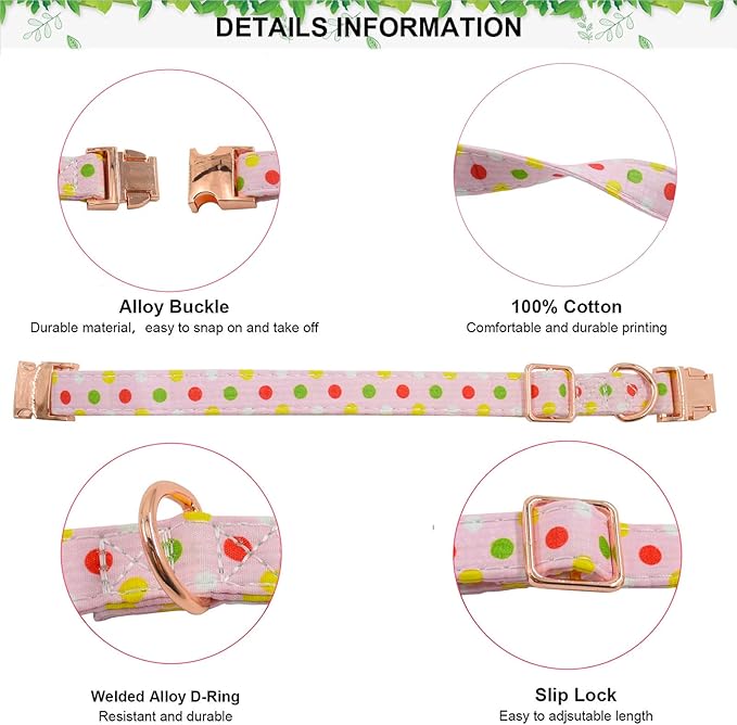 Metal Buckle Dog Collar, Durable Adjustable Dog Collar Soft for Small Medium Large Dogs (Pink Point, L(15-23in)
