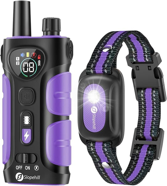Dog Shock Collar,4200FT Dog Training Collar with Remote,IPX8 Waterproof E-Collar with Beep,Vibration,Shock,Flash Light,No Shock Mode,Electric Shock Collar for Small Medium Large Dog,Purple