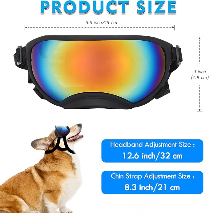 Large Dog Sunglasses with UV Protection and Adjustable Strap for Medium Dogs