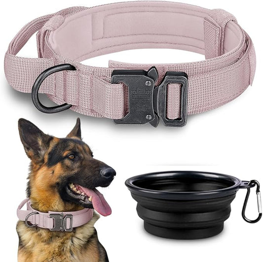 COOYOO Tactical Dog Collar Set, Adjustable Military Nylon Collar with Control Handle and Heavy Metal Buckle for Medium and Large Dogs