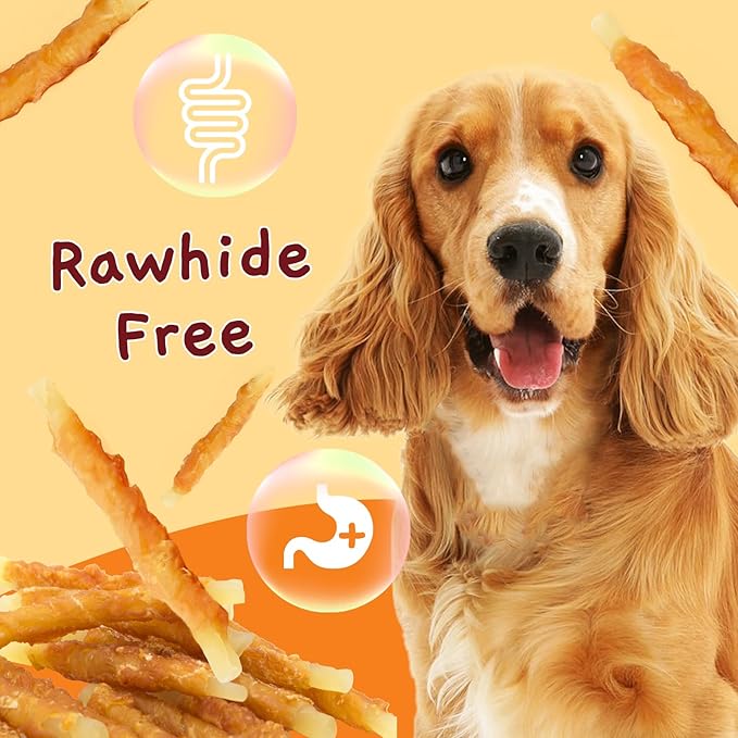 Jungle Calling Rawhide Free Treats for Dogs, Chicken Wrapped Cod Sticks Dog Treats, Soft Chewy Treats for Training Rewards, 10.6 oz (Chicken)