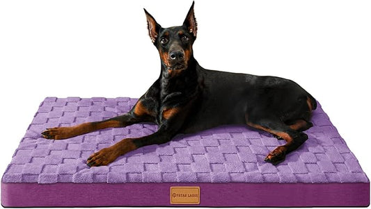 Patas Lague Orthopedic XL Dog Bed for Large Dogs 42''X28'', Waterproof Soft Warm Comfortable Egg Crate Foam Big Large Pet Beds Mat with Removable Washable Cover and Nonskid Bottom, Purple