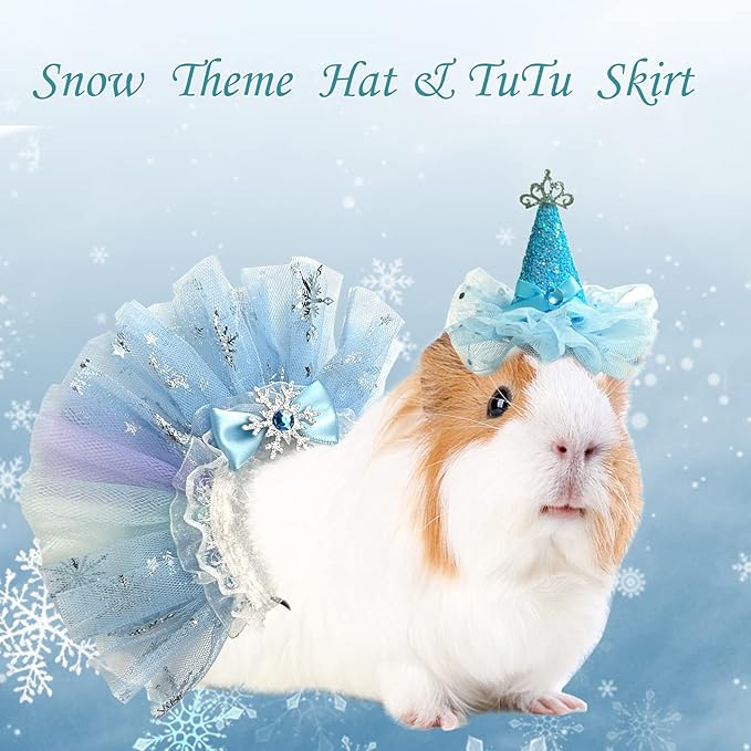 Small Animal Birthday Princess Costume for Rabbit Guinea Pig- Guinea Pig Crown Hat Tutu Skirt Bunny Princess Hat Bunny Bandana Halloween Small Pet Outfit for Guinea Pig Bunny Hedgehog S