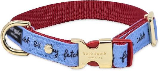 kate spade new york Cute Dog Collar with Gold Metal Details & Plastic Buckle, 10.5"-13.5" Adjustable Dog Collar for Female or Male Dogs, Small to Medium Dogs, Raining Cats & Dogs