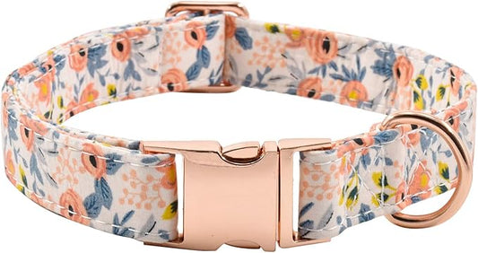Metal Buckle Dog Collar, Durable Adjustable Dog Collar Soft for Small Medium Large Dogs (S(10-14in), Flower3)