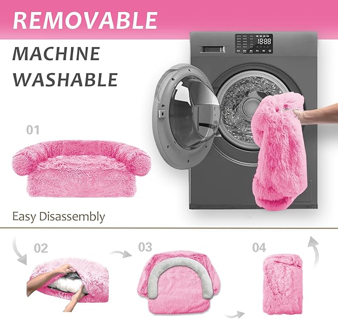 Dogs/Cats Bed Mats, Couch Cover for Dogs, Sofa Style Luxurious Mat for Pets, Waterproof Lining and Nonskid Bottom Perfect on Dog Crate, Cat Cage or in The Car. (Pink, XXLPlus)