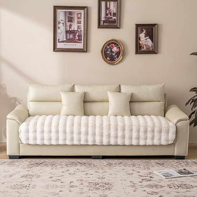 Waterproof Dog Bed Cover, Soft Plush Pet Blanket with Anti-Slip Back for Bed Couch Sofa, Furniture Protector for Small, Medium and Large Dogs and Cats (White-Bubble, 30"x80")