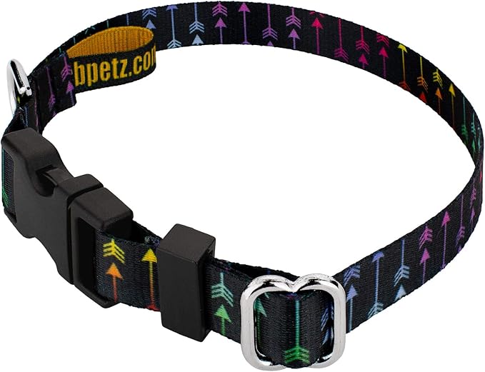 Country Brook Petz - Deluxe Colorful Arrows Dog Collar - Made in The U.S.A. - Chevron and Arrows Collection Featuring Linear Designs (1/2 Inch, Extra Small)